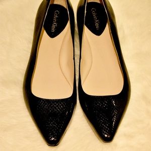 Calvin Klein Black Pointed Toe Flats